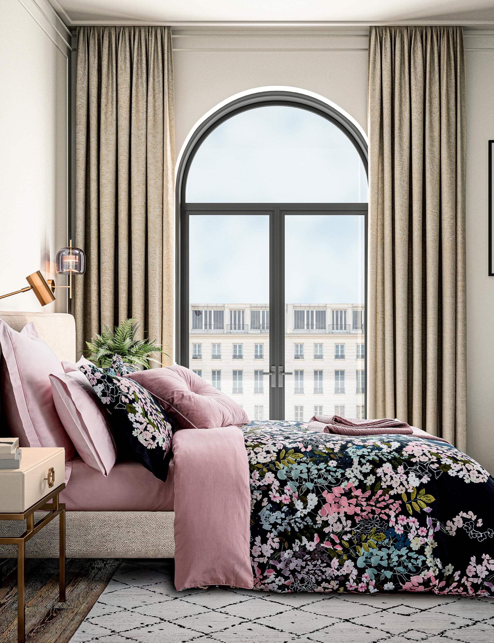 Ted Baker Unisex Navy 'Wisteria' Cotton Sateen Duvet Cover Set In King