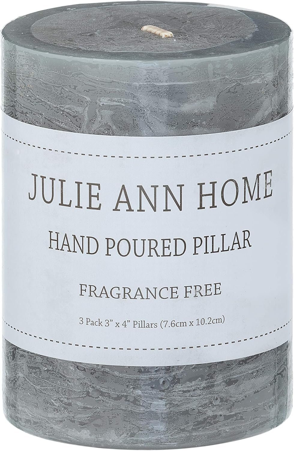 Unscented 3x4 Tall Pillar Candles – Set of 3 Hand Poured Wax Candles | Smokeless, Clean Burning Décor for Home, Weddings, Church, Events | Gray: Home Improvement