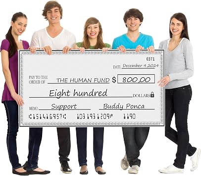 Giant Check 40"x16" - Tri-Fold Dry Erase Big Check Board for Fundraisers, Reusable Oversized Fake Check for Charity Award Ceremonies, Donation Events & Presentations