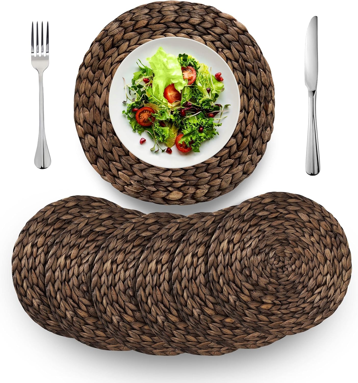 BARIEN Rustic Woven Placemats Set of 6, round 14"
