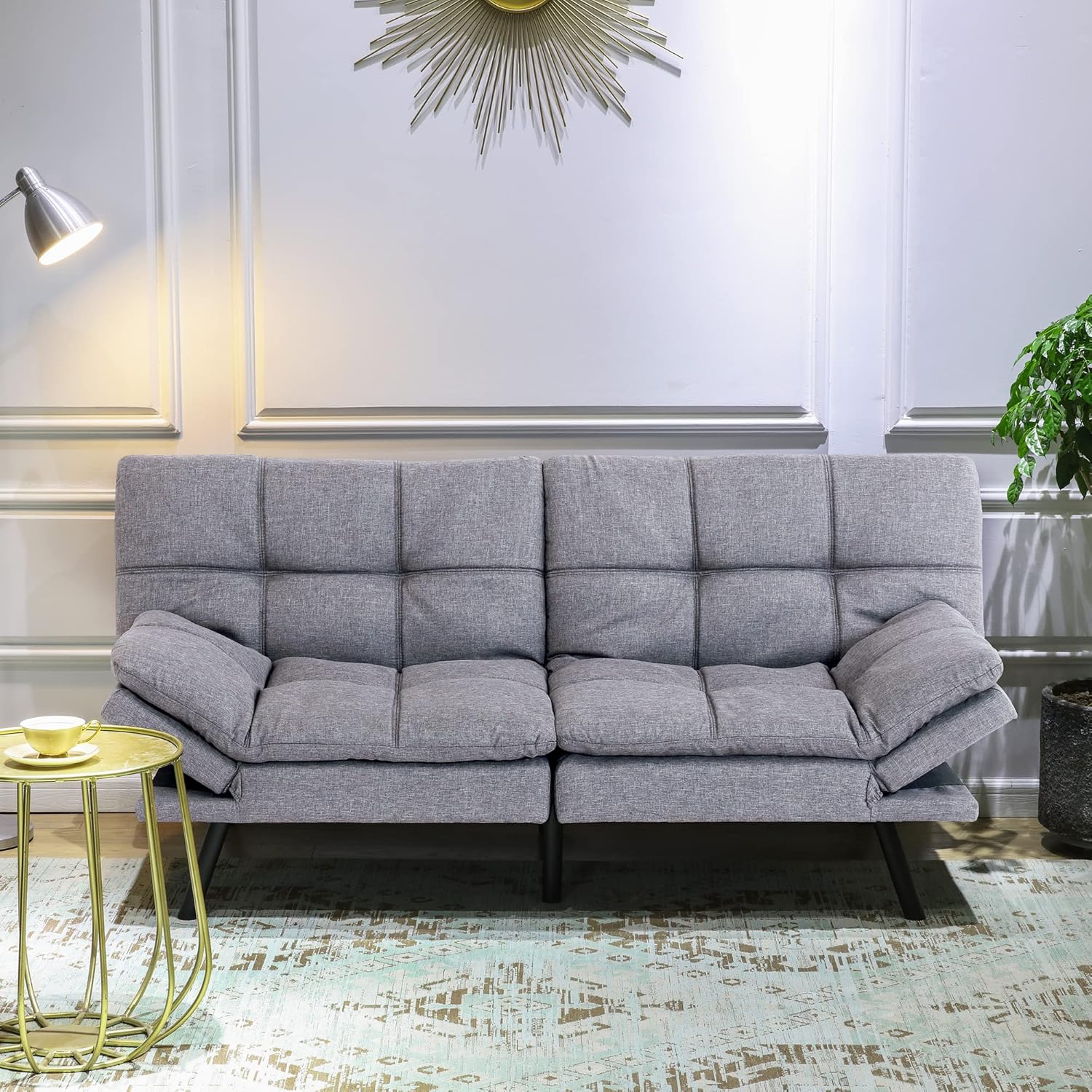 Opoiar Futon Sofa Bed Loveseat Convertible Sleeper Couch Bed,Sofa & Couch Soft Cushions Love Seat Daybed for Studio, Apartment, Office, Small Space, Compact Living Room,Grey