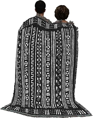 Vista 13 de Pure Country Weavers Manta de tela de barro XL, estilo africano, regalo cultural africano, manta tejida de algodón, fabricada en los Estados Unidos