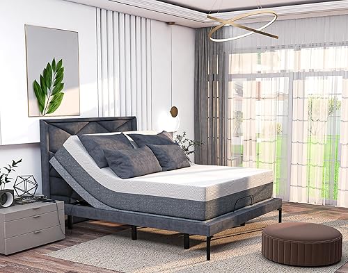 Miniatura 7 de Renanim Base de cama ajustable Split King  colchón híbrido de espuma viscoelástica de gel refrescante de lujo de 14 pulgadas masaje dual eléctrico