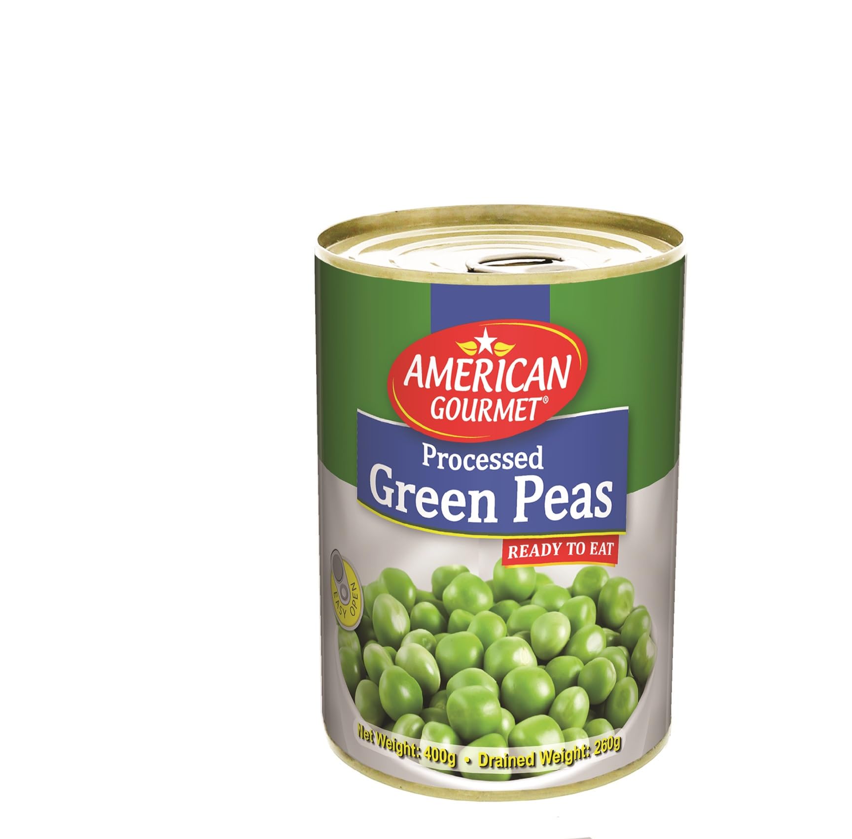 American Gourmet Processed Green Peas 400 GM. Versatile and can be used in a variety of dishes, from salads and casseroles to main courses and side dishes.