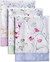 Maison d' Hermine Set of 3 Reusable and Absorbent Kitchen Towels 100% Cotton 70cm x 50cm with Hanging Loop for Kitchen and Table - Spring-Summer - Summer Floral