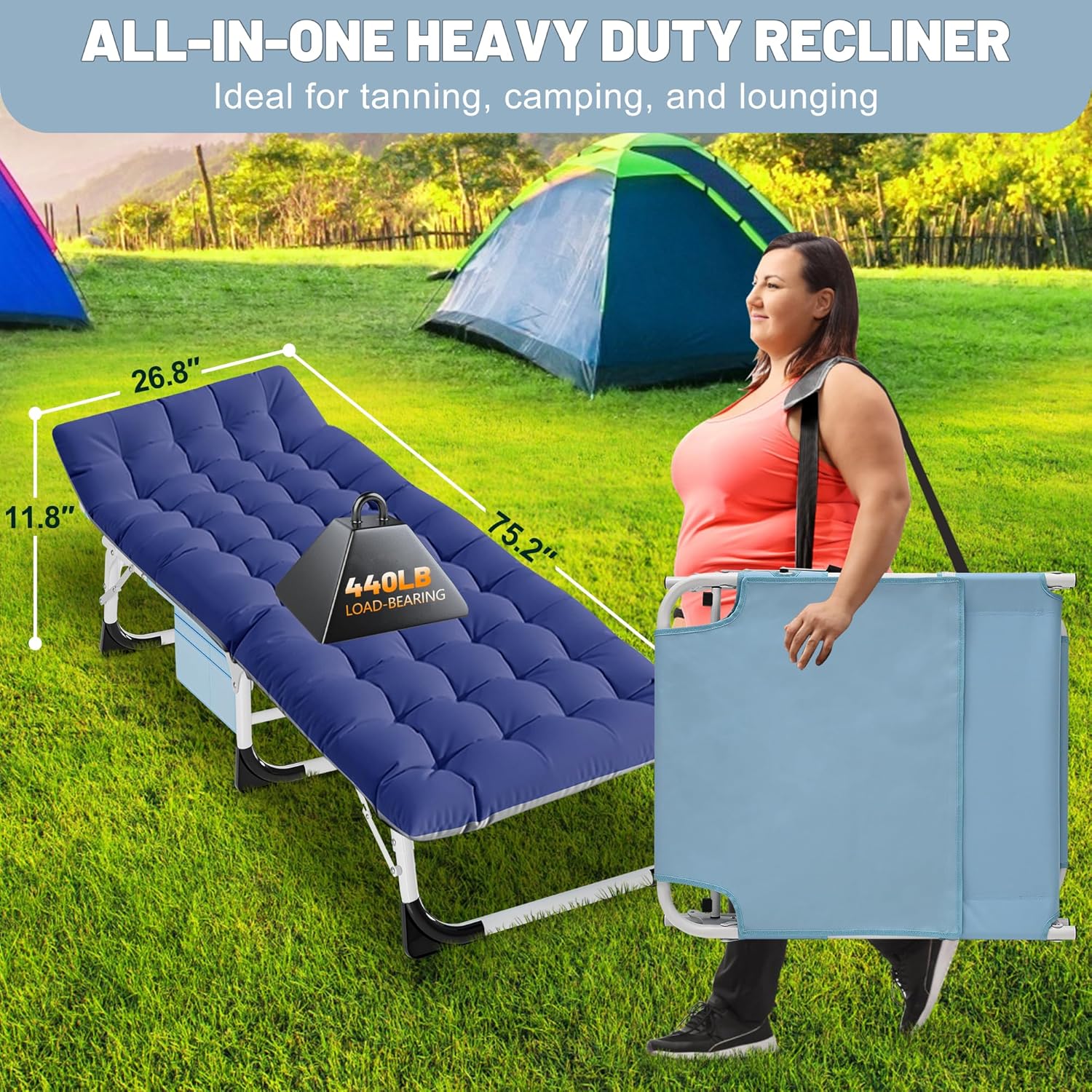 Slsy Folding Camping Cot for Adults with Pad, Padded Portable