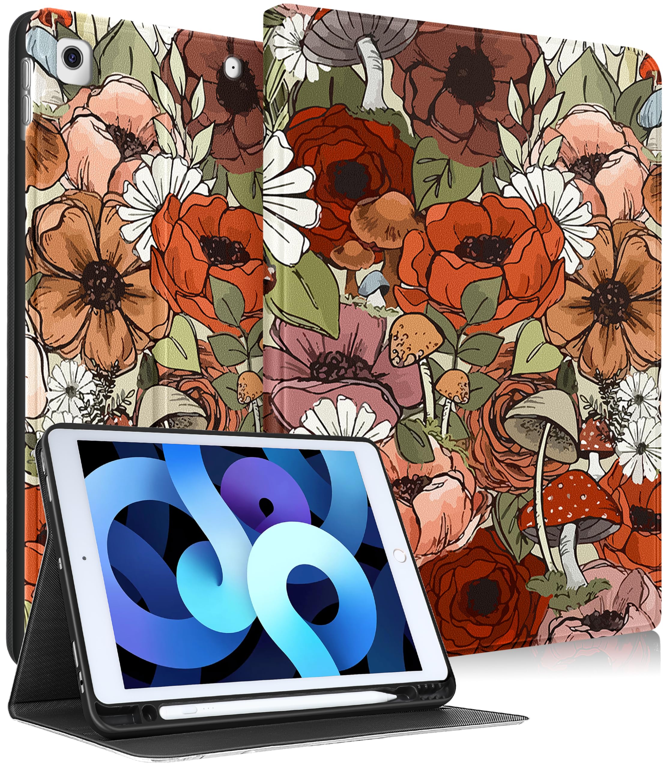 Süße IPad 9./8./7. Gen Hülle Mit Stifthalter – Blumen-Design Für Mädchen & Frauen, 10,2 Zoll