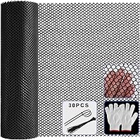 LIAQICHA 15.7" x 19.7FT Black Plastic Chicken Wire Fencing with 30 Ties - Durable Poultry Netting, Garden Fence, Rabbit Barrier