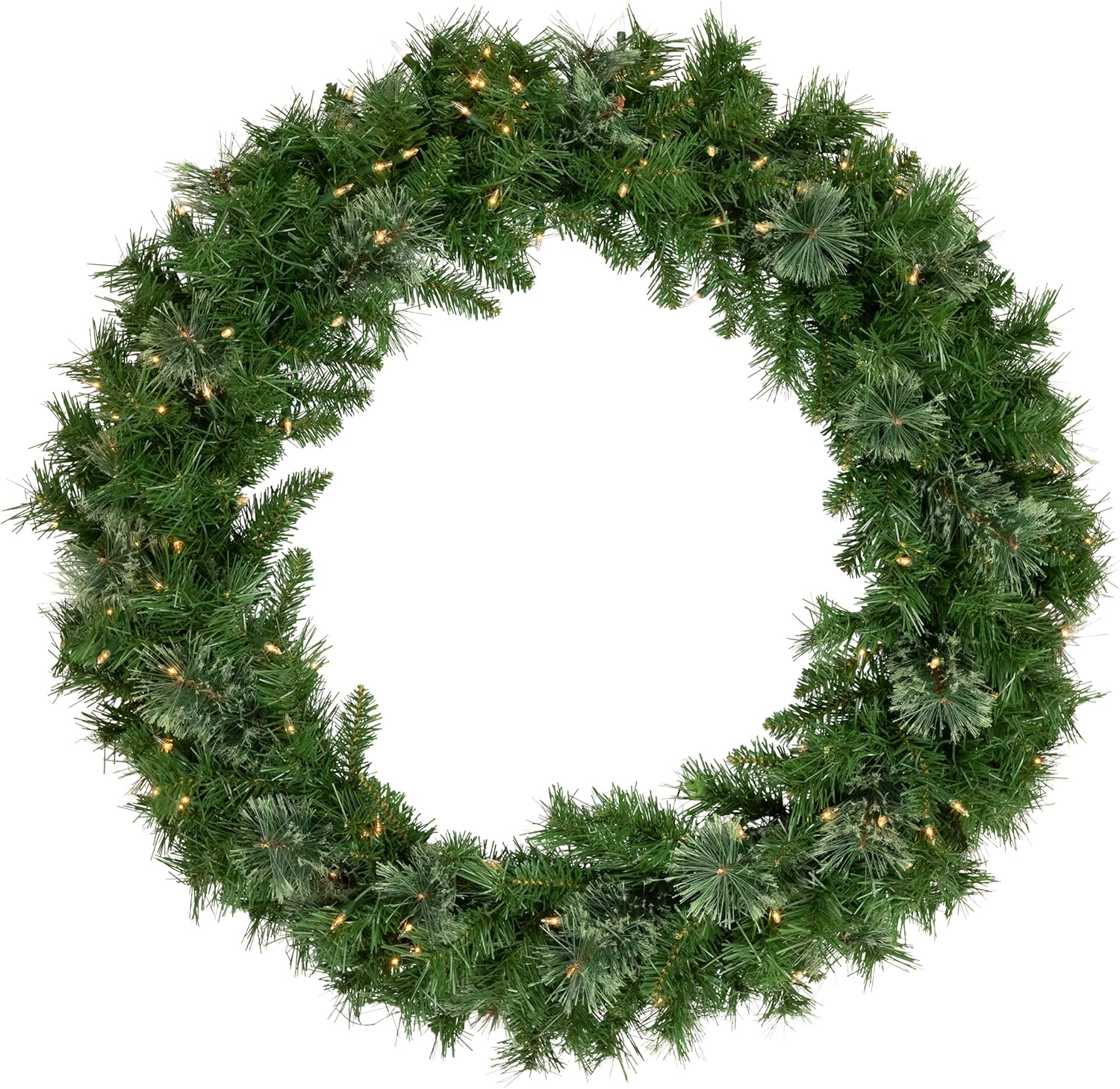 Northlight Pre-Lit Mixed Cashmere Pine Artificial Christmas Wreath - 36-Inch, Clear Lights