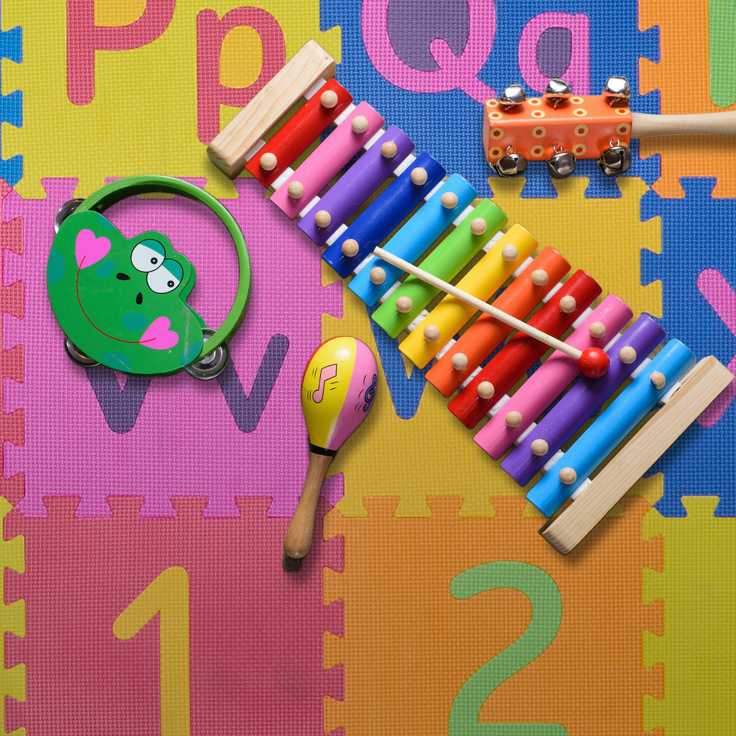 Relaxdays Alfombra Infantil Puzzle ABC y Números, Tapete de Juego para Niños, 180,5 x 180,5 cm, Gomaespuma, Multicolor