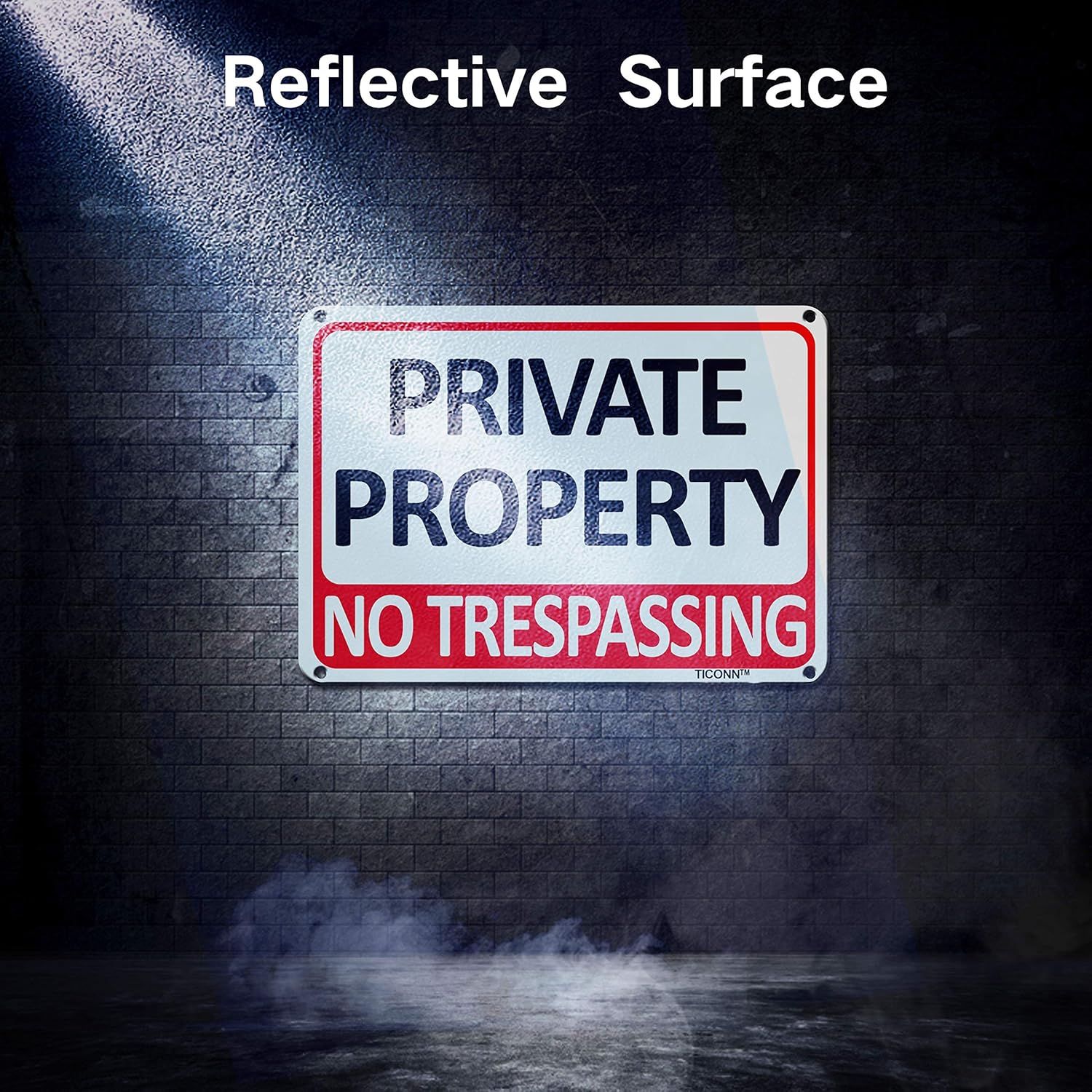 TICONN 4-Pack Private Property Sign, No Trespassing Aluminum Warning Sign, 7’’x10’’ for Security Alert, Reflective, UV Protected & Waterproof: Industrial & Scientific