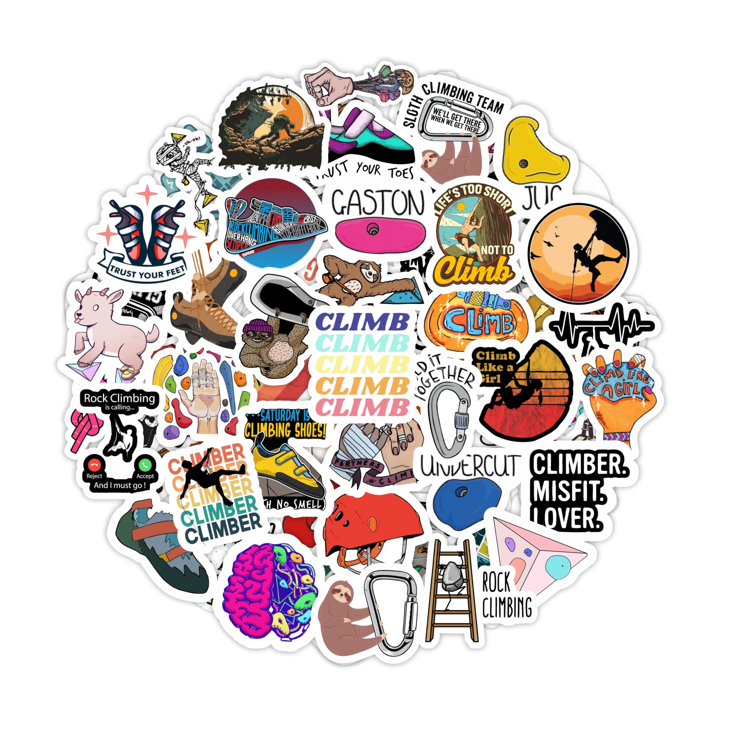 BulbaCraft Rock Climbing Stickers for Water Bottle and Laptop - Rock Climbing Party Favors & Decorations, Waterproof Vinyl Decals, Adventure and Sport Stickers, Gifts for Women & Men