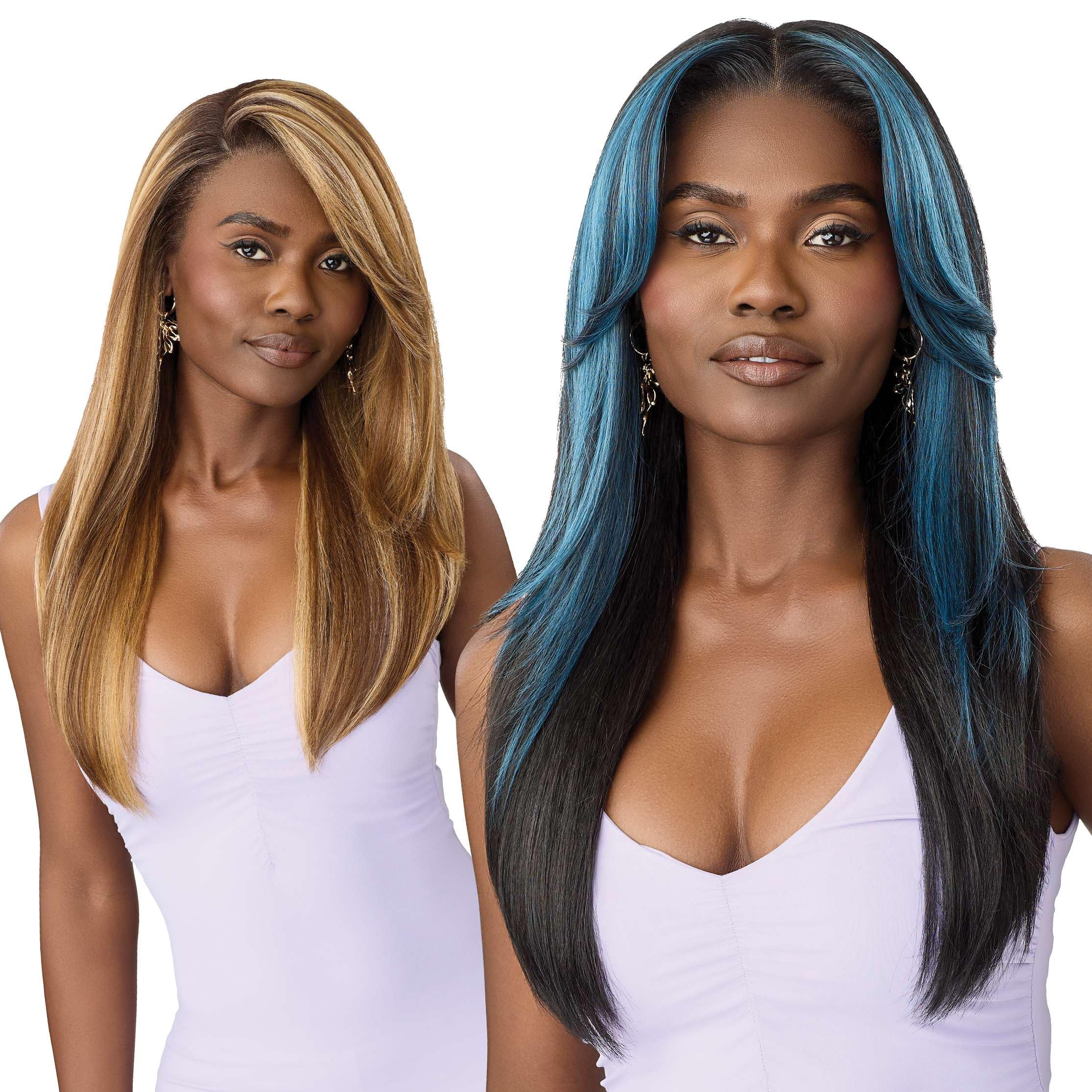 Outre Airtied 100% Fully Hand-Tied Wig - Human Hair Blend - Soft Yaki 24" (OFF BLACK 1B)