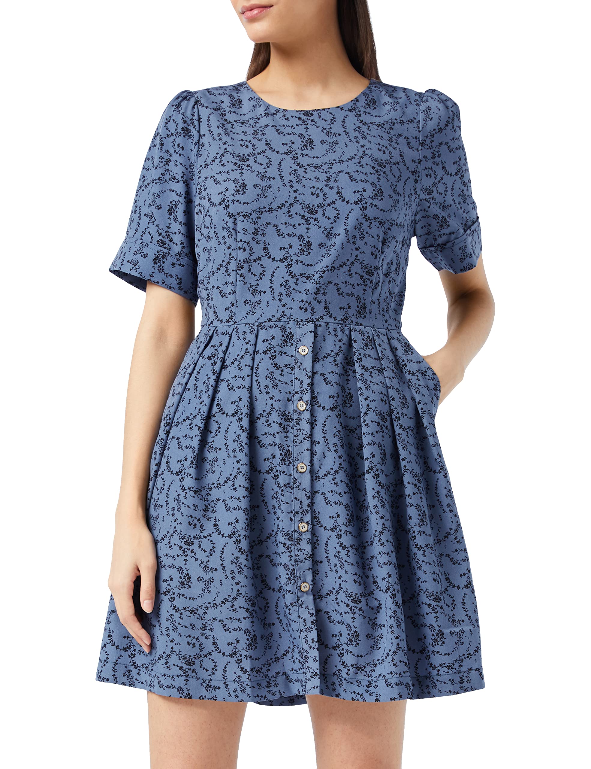 Louche Kitty mini Dress in Spring Floral Print, Blue, Size 12
