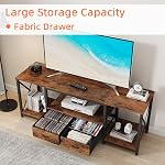 TV Support avec tiroirs pour 55 60 65 Pouces TV - Centre de divertissement et industriel TV Console Table avec étagères de rangement ouvertes pour salon, Chambre - 55.1" Marron rustique