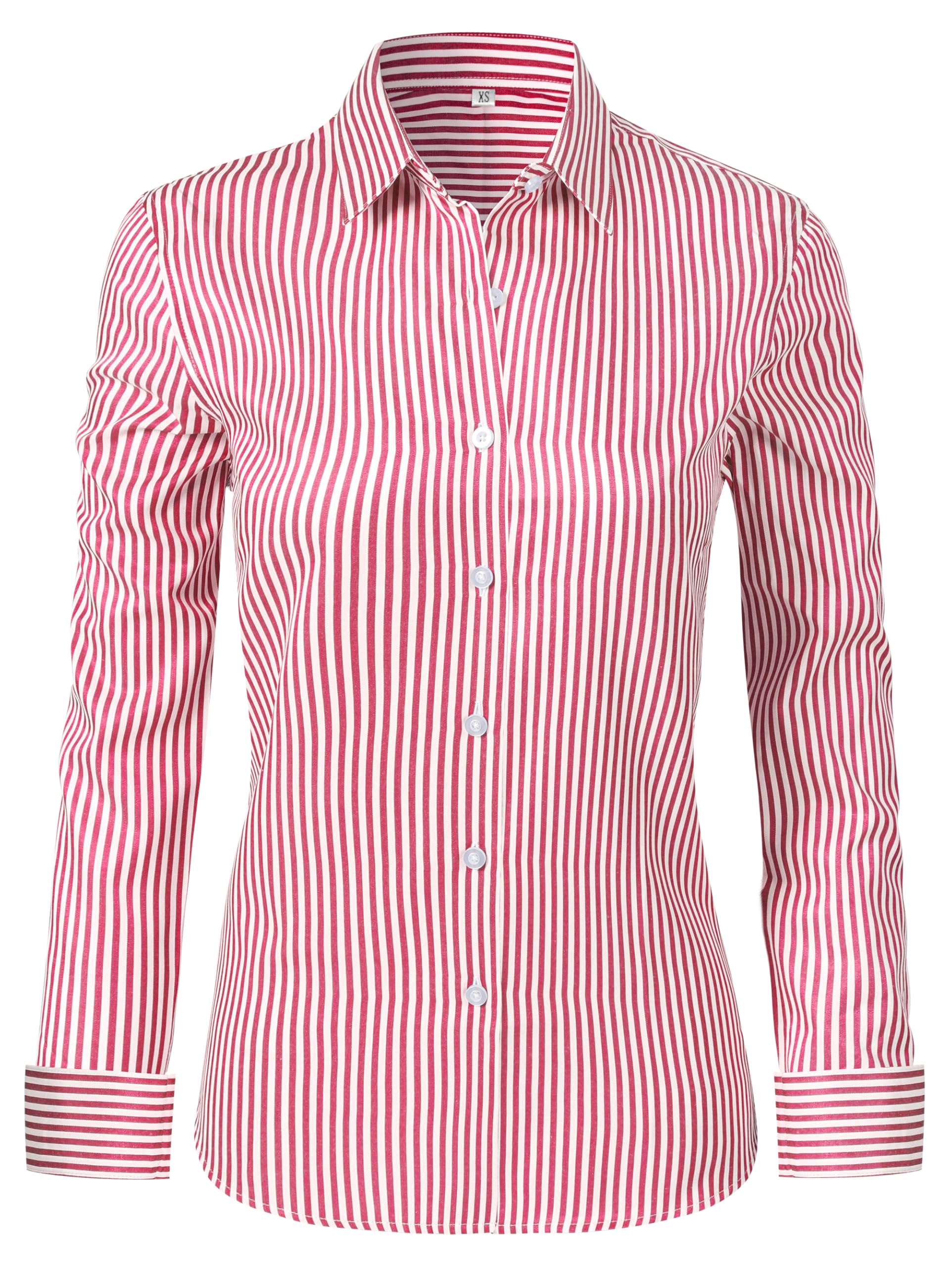 Super Soft Wrinkle Free Button Down Shirts for Women Solid Long Sleeve Striped Formal Work Dress Blouses Tops