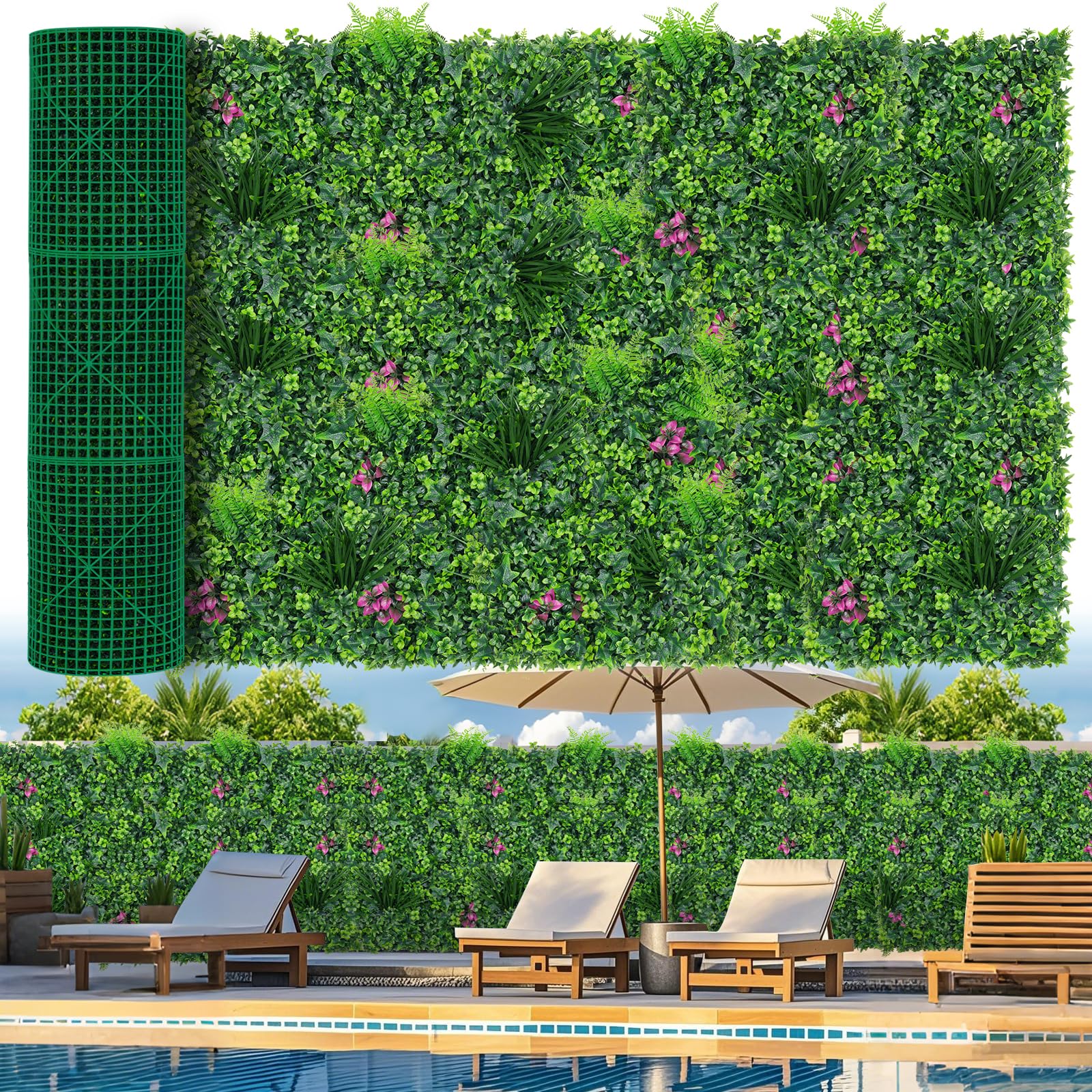 Photo 1 of Grooy Boxwood Roll Panels, Grass Wall 60"x180"(75 SQFT), Grass Backdrop, Privacy Screen, Sun Protected Green Wall Decor for Outdoor, Indoor, Garden, Backyard and Décor
