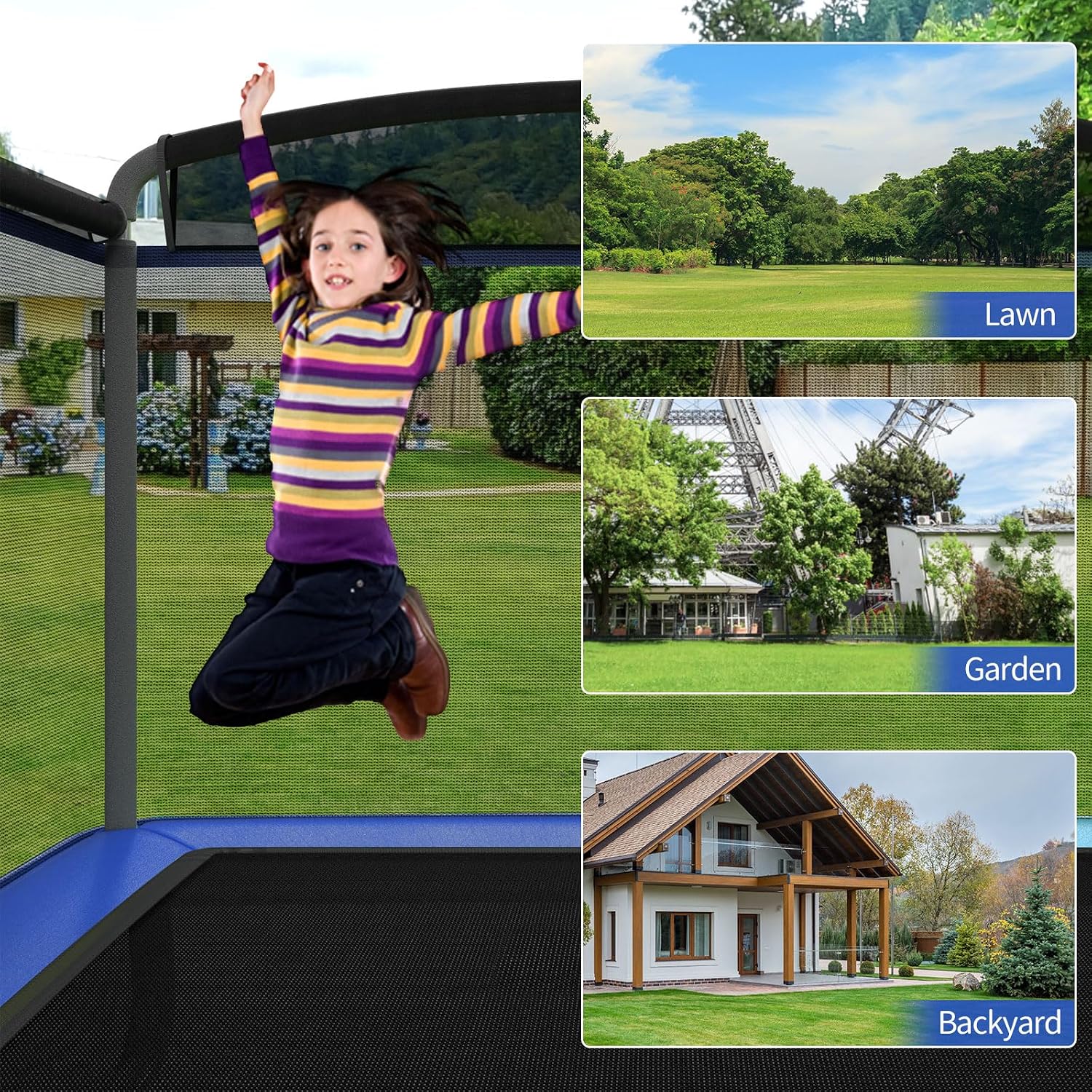 Giantex 6 FT Trampoline for Kids with Swing, Toddler Trampolines with Safety Enclosure Net, ASTM Approved, Rectangle Indoor & Outdoor Mini Kids Trampoline