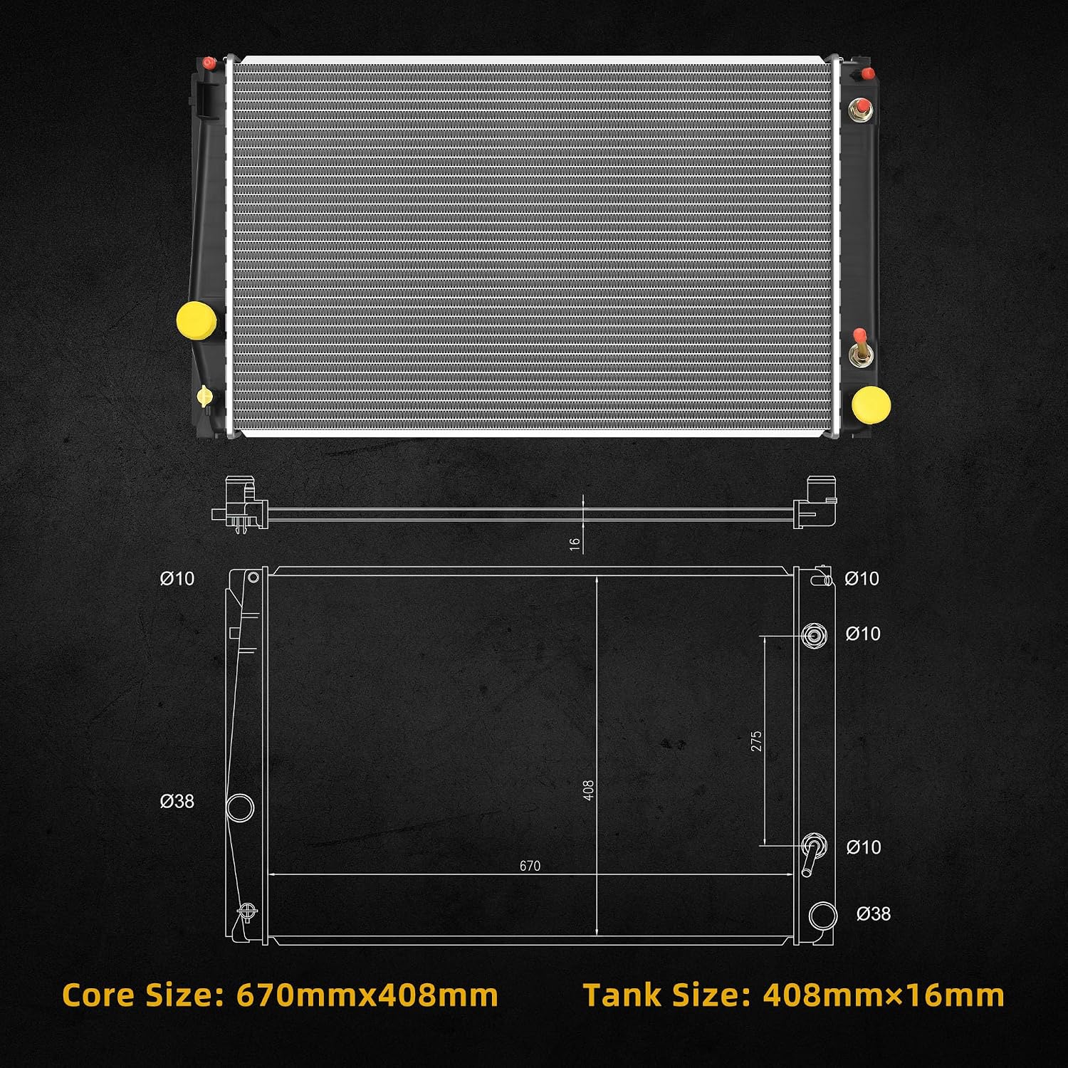 DWVO Radiator Compatible with 2006 2007 2008 2009 2010 2011 2012 2013 2014 2015 2016 Toyota RAV4 L4 2.4L 2.5L V6 3.5L CU2891