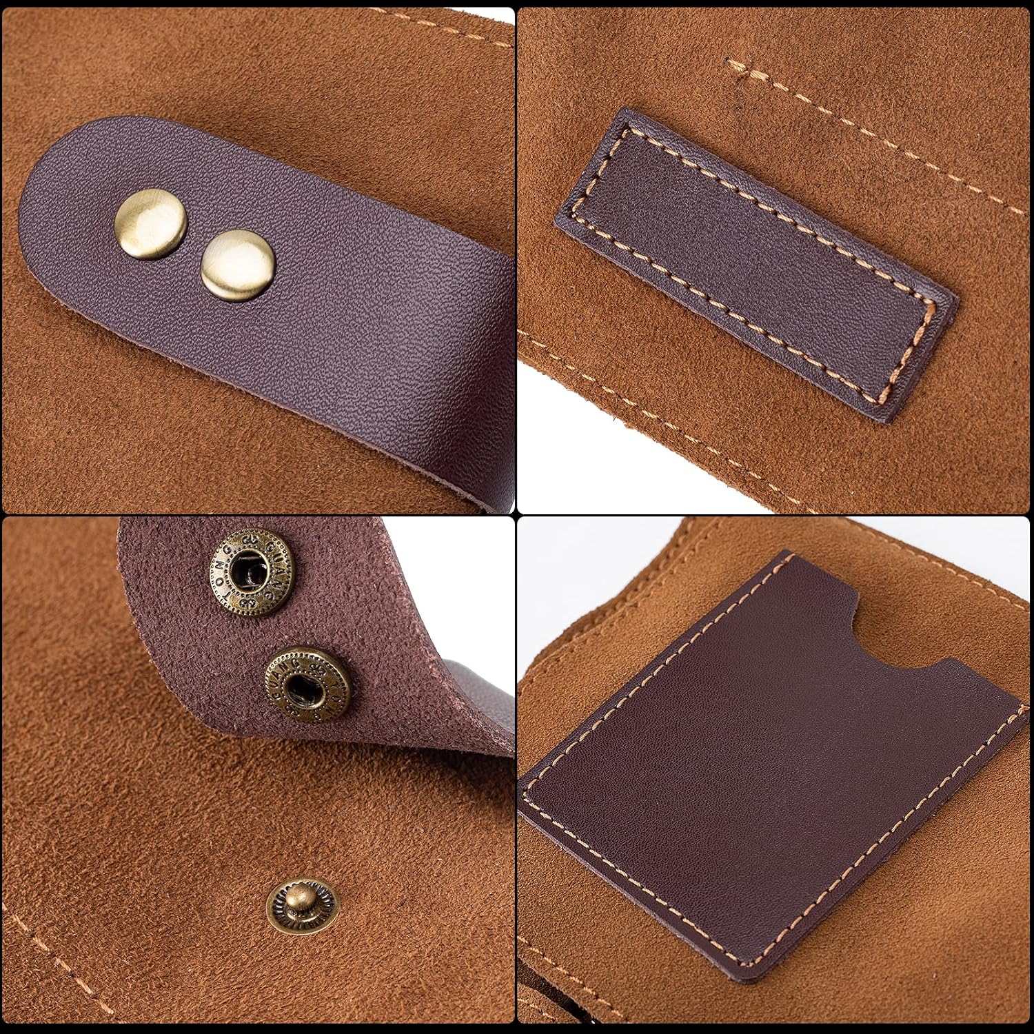 Hair Stylist Scissor Holder Pouch Cases for Hairdressers, Real Leather Scissor Roll Up Bag, Salon Tools Organizer for Barber Hairdresser (V-001-Brown)