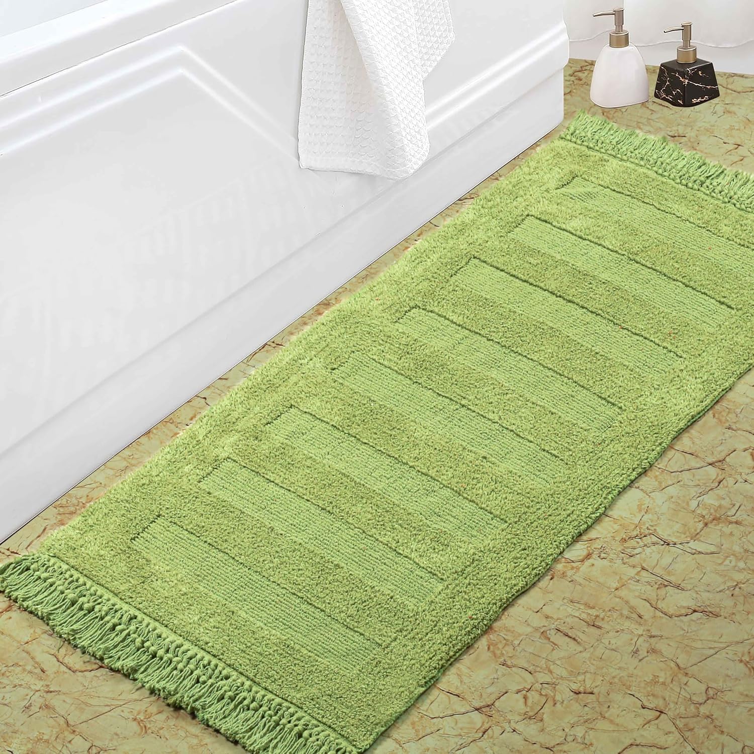 NewLook Living Sage Green Bath Runner 24"x60" 100 Cotton