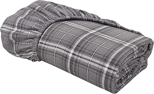 Miniatura 3 de Juego de sábanas de franela 100% algodón (individual, cuadros grises)