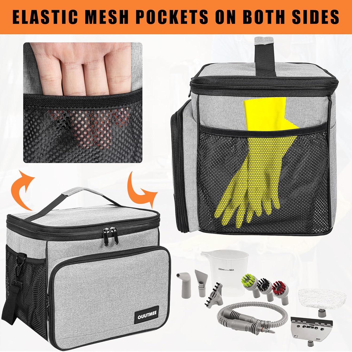 Carry Bag Compatible with Bissell SteamShot Hard Surface Steam Cleaner 39N7V/39N7A, Adjustable Compartments Steam Cleaner Storage Bag, Travel Bag with Extra Pockets