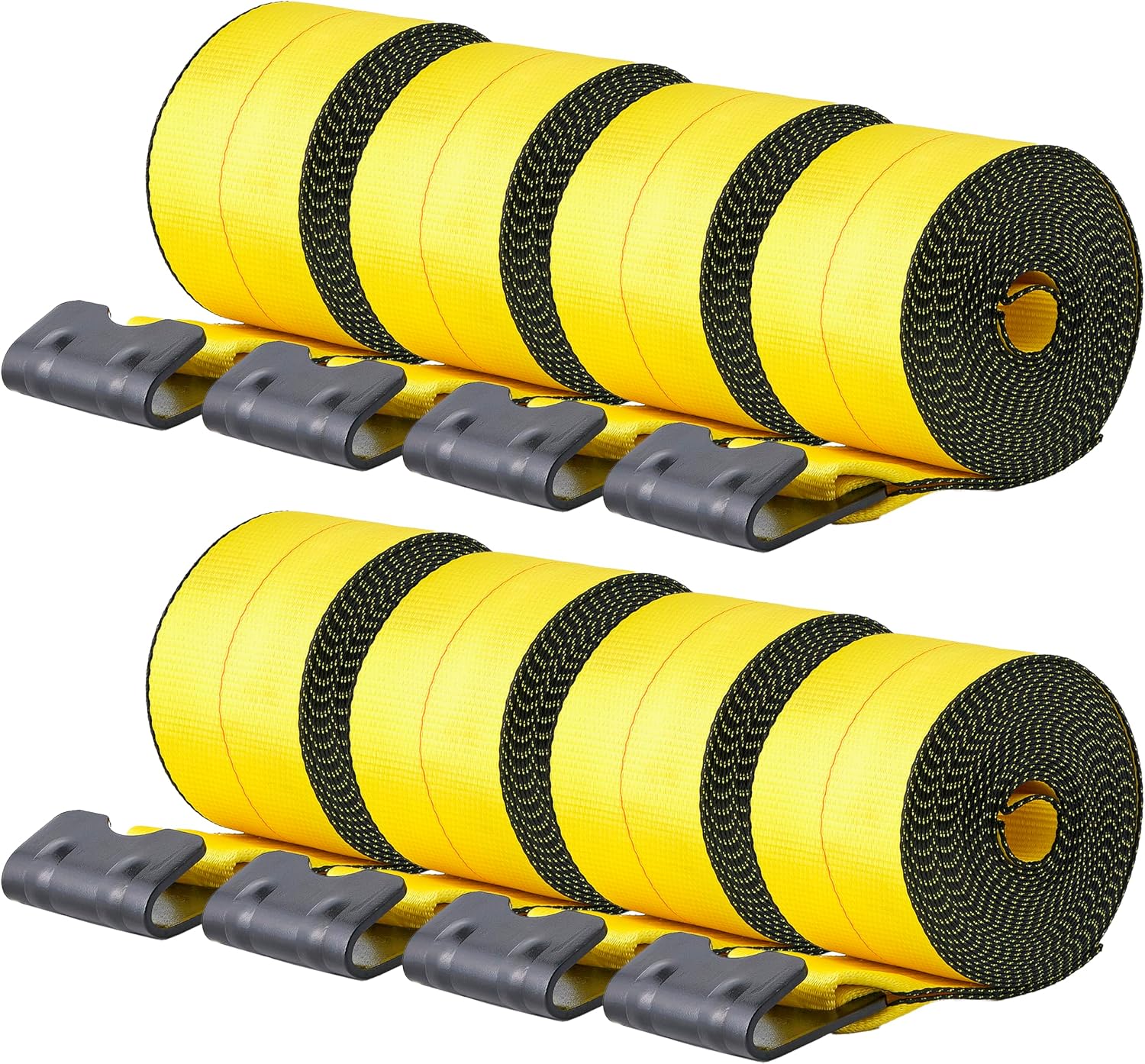 4" x 30' Winch Straps for Flatbed Trailer with Flat Hooks | Grey Heavy Duty Tie Down Strap w/Flat Hooks | 5,400 Lbs WLL Cargo Control Accessories for Gooseneck Trailers & Tow Trucks, 1 Pack