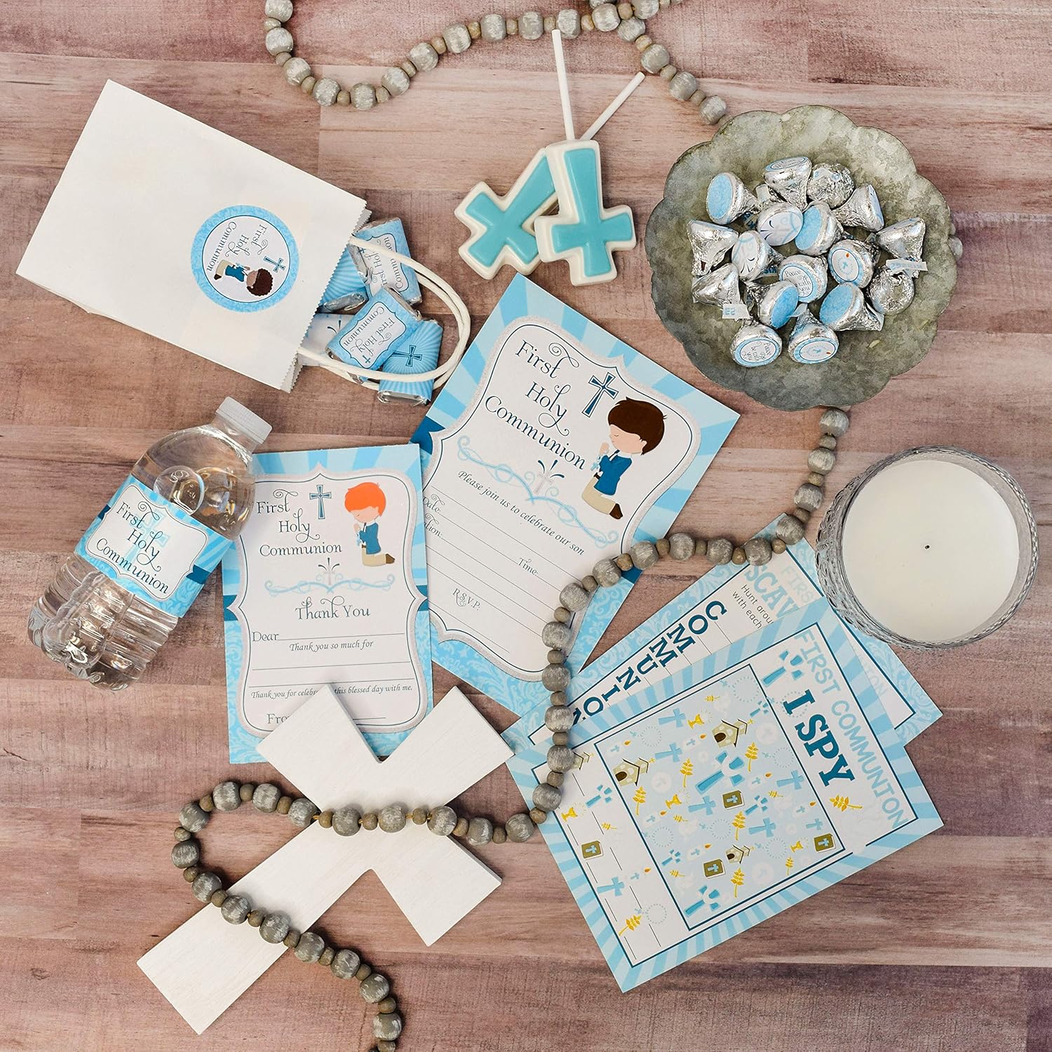 First Holy Communion Invitation for Siblings, Twins, Cousins, Brothers,  Boys, Boy, Choose Hair Color, Digital or Printed First Holy Communion Religious Party Invitations for Boys, Ten 13c