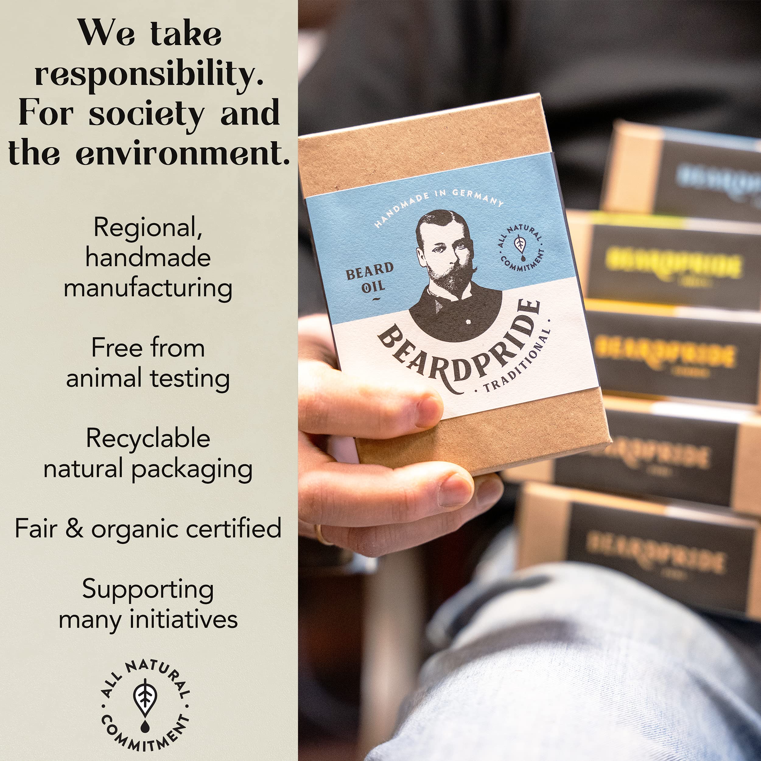 BEARDPRIDE Huile à barbe pour hommes - Barbershop Oil - L'huile à barbe originale du barbier - Notre huile à barbe rend la barbe douce - Huiles 100% naturelles - huile à barbe pour hommes
