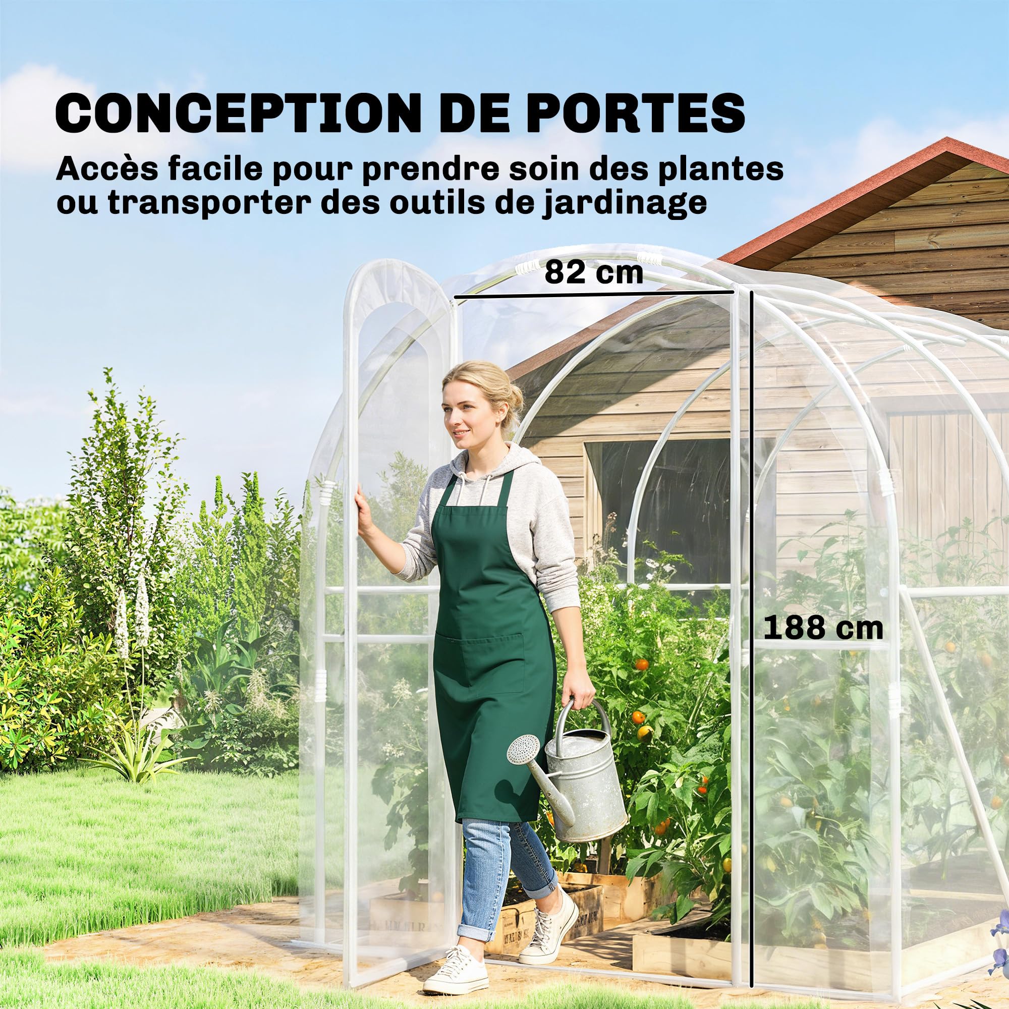Outsunny Túnel Invernadero de jardín 3x2x2m 6m² con Puerta abisagrada