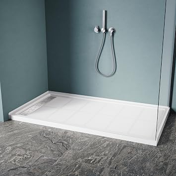 ELEGANT 60 L x 32 W x 4 H Shower Base Pan, Left Drain, Non-Slip Single Threshold Shower Pan, Stainless Steel Shower Drain Cover Included