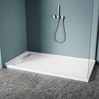ELEGANT 60'' L x 32'' W x 4'' H Shower Base Pan, Left Drain, Non-Slip Single Threshold Shower Pan, Stainless Steel Shower Drain Cover Included