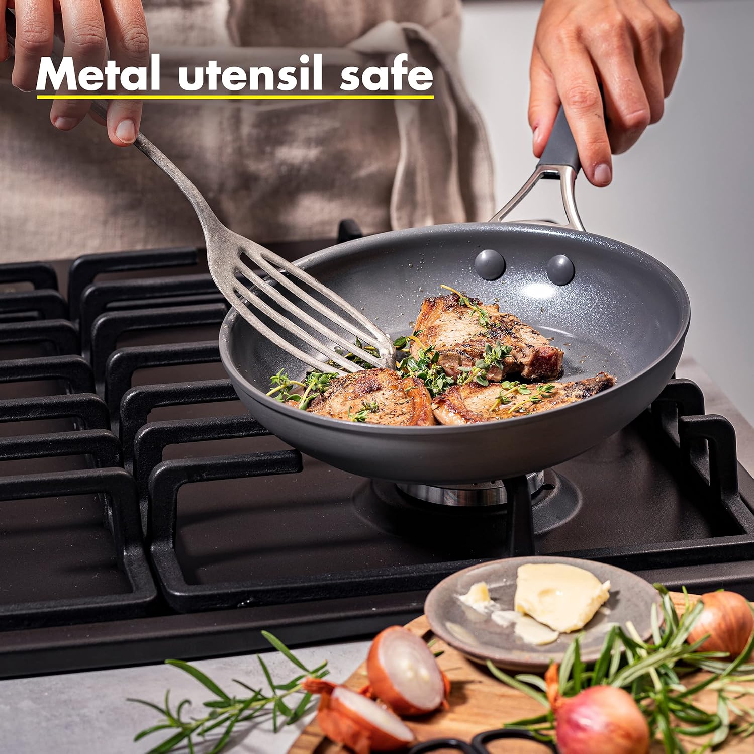 GreenPan York Hard Anodized Healthy Ceramic Nonstick Gray Frying Pan/Skillet Set, 8" and 10": Home & Kitchen