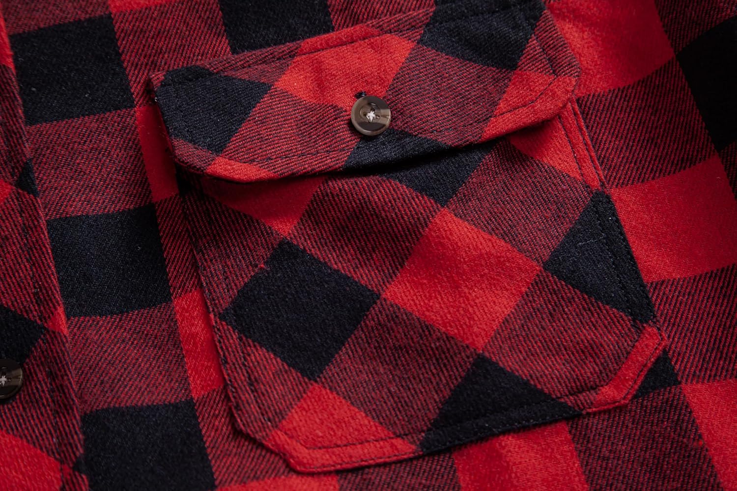 Mens Flannel Plaid Shirts Regual Fit Casual Long Sleeve Button Down Fleece Shirts - Image 5