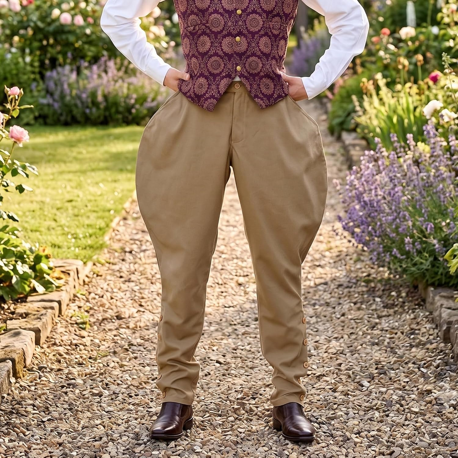 Men's Renaissance Jodhpur Pants Steampunk Victorian Pirate Costume Trousers