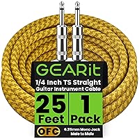Vista 15 de GEARit Cable para instrumentos de audio (10 pies), ángulo recto a recto de 1/4 de pulgada macho a macho para cable AMP, base y guitarra eléctrica