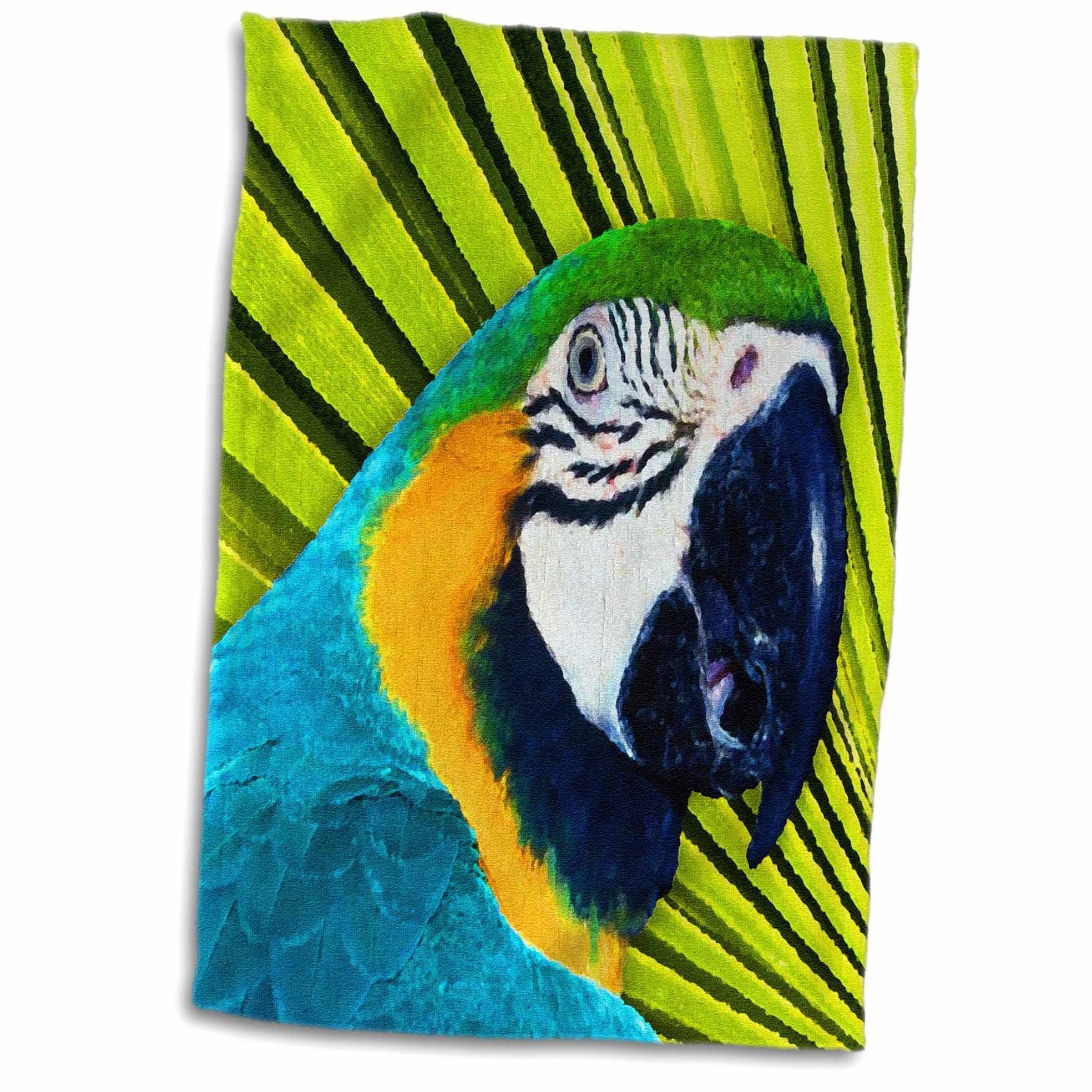 3D Rose Tree-Vibrant-Varied Colors Adorn This Lovely Parrot in Palm Fawns TWL_49043_1 Towel, 15" x 22"
