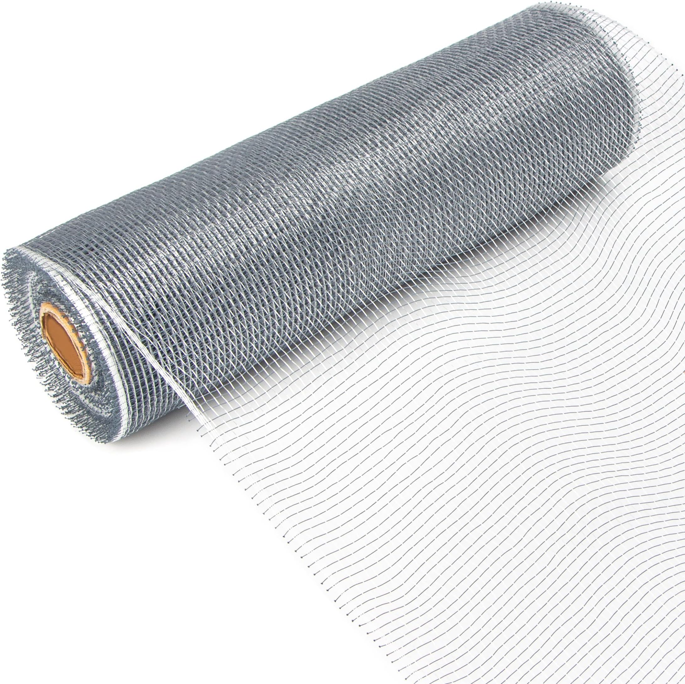 Ribbli Silver Mesh Ribbon,10 inch x 30 feet(10Yard), Christmas Ribbon for Wreath Swags and Christmas Tree Decoration (Non-Metallic)