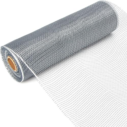 Ribbli Cinta de malla plateada, 10 pulgadas x 30 pies (10 yardas), cinta de Navidad para guirnaldas de corona y decoración de árbol de Navidad (no