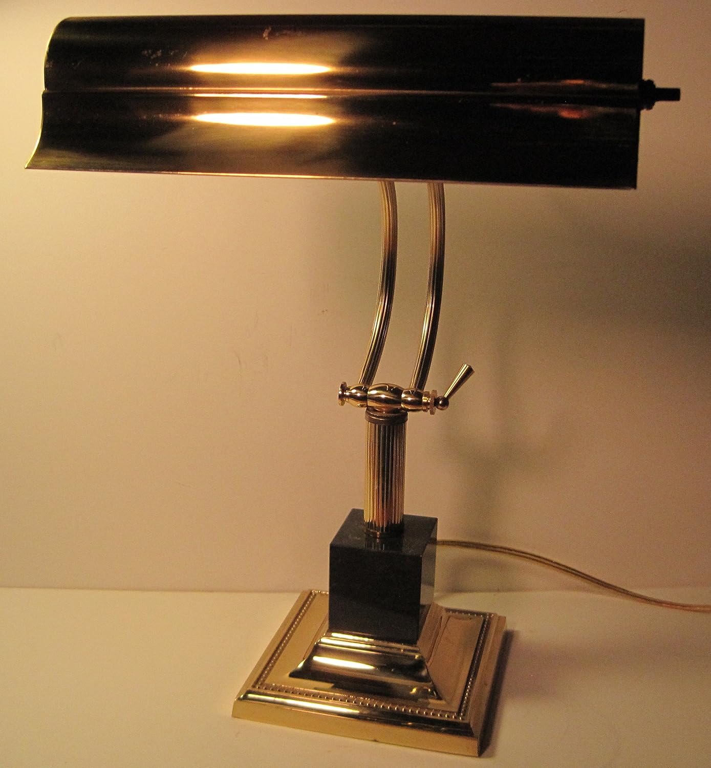 Fallonce Executive Desk Lamp, Brass and Marble,16 Inches