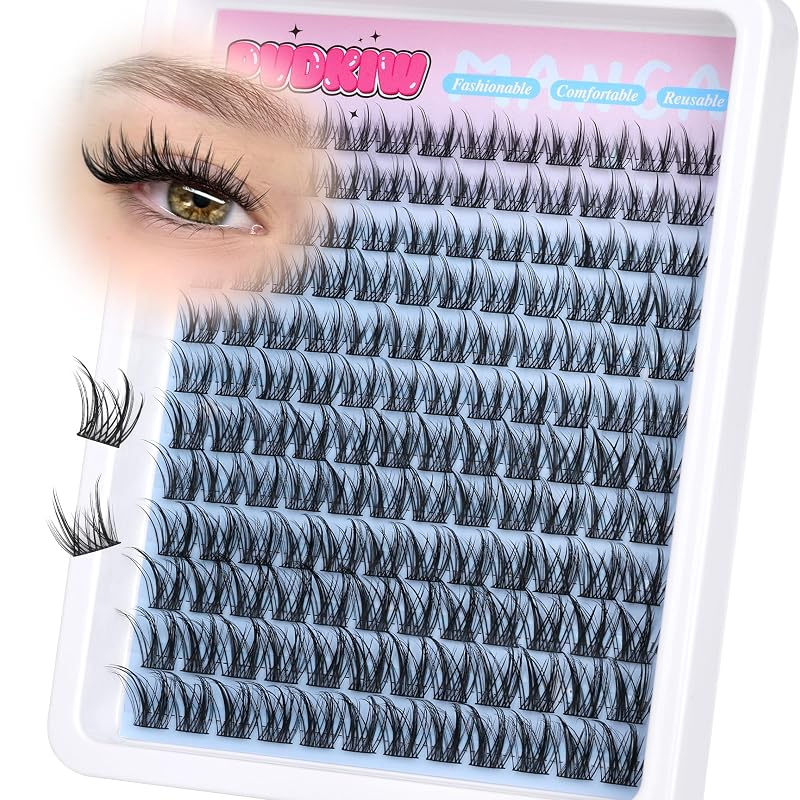 PVDKIW Cílios Postiços em Tufo com Curvatura C, Estilo Manga, 10 a 16 mm, Pacote com 144 unidades