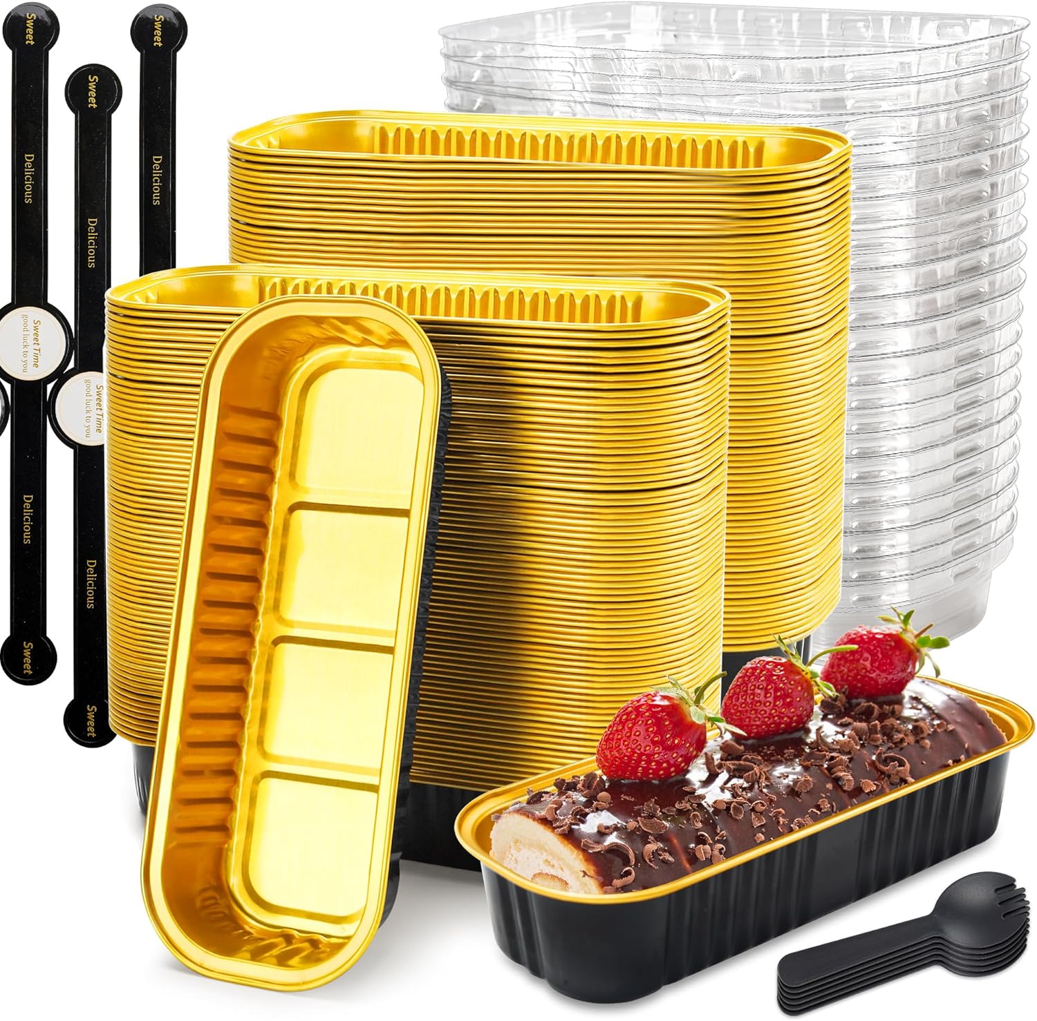 Mini loaf pans with lids, rectangle aluminum foil baking pans (120 pack)