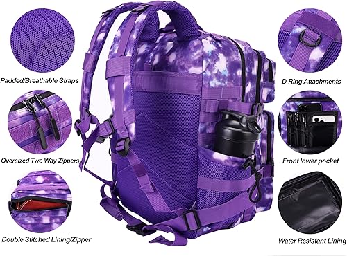 Miniatura 44 de LHI Military Tactical Backpack for Men Molle Daypack 45L Army 3 Days Assault Pack Bag Large Rucksack With Bottle Holder(12*20*12)