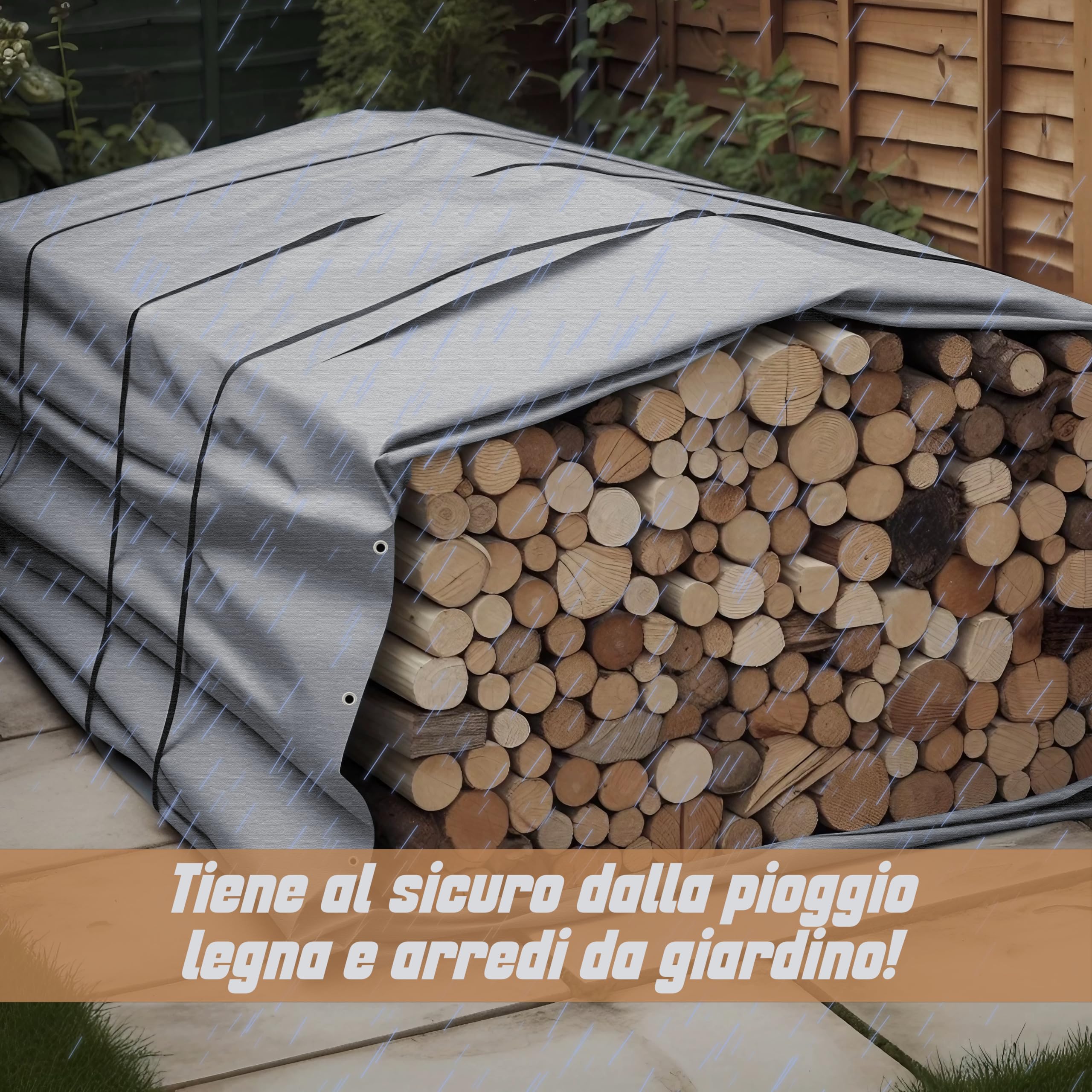 ESTO Telo Impermeabile Esterno, Telone Occhiellato 245g/mq Telo Protettivo Multiuso Antistrappo per Auto, Barche, Piscina, Giardino (3x4 Metri)