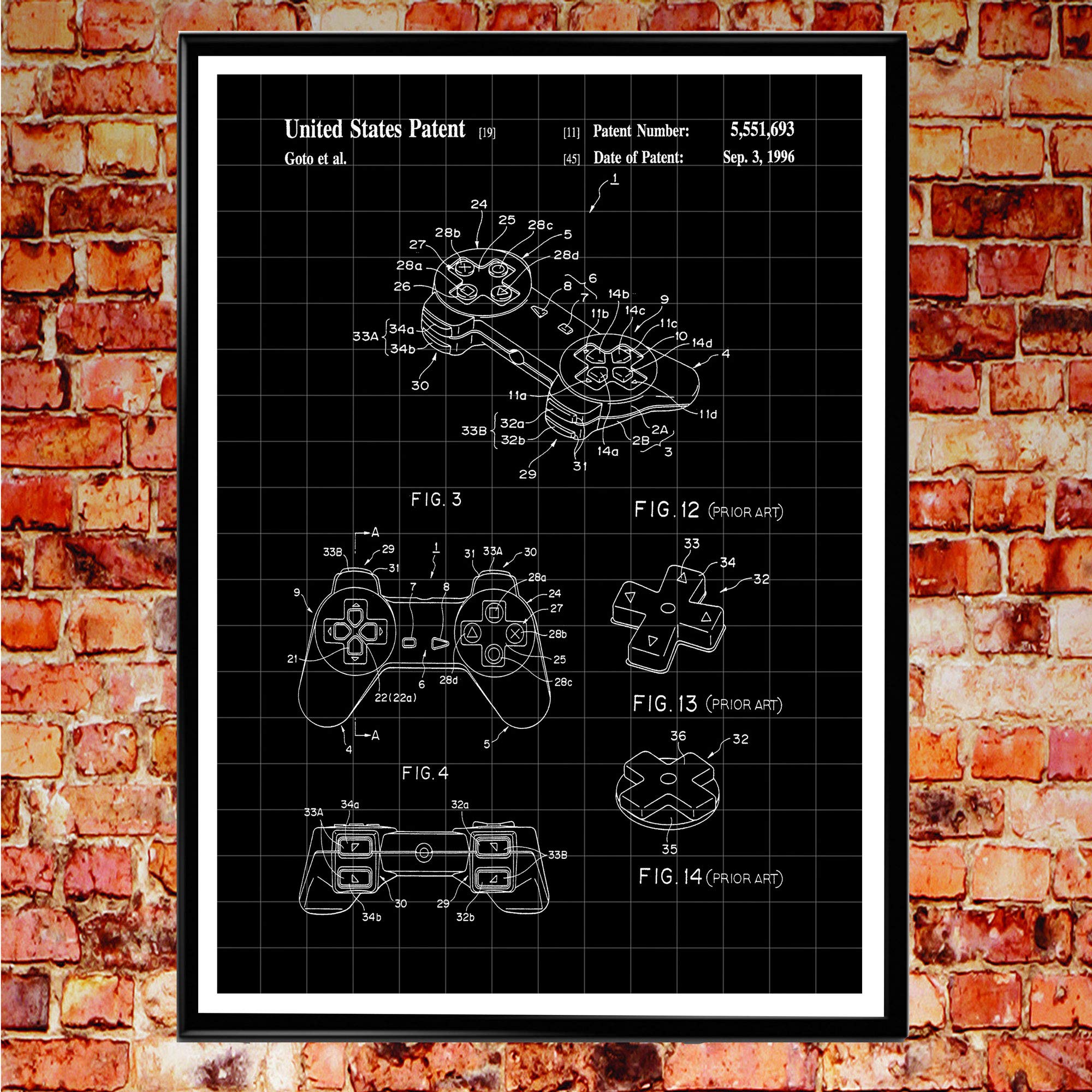 Playstation Controller Poster Playstation Stampa Playstation Wall Art Video Game Art Decor PS4 Wall Art PS4 Stampa brevetto #WB014 (8,3 x 11,7 (A4), pergamena