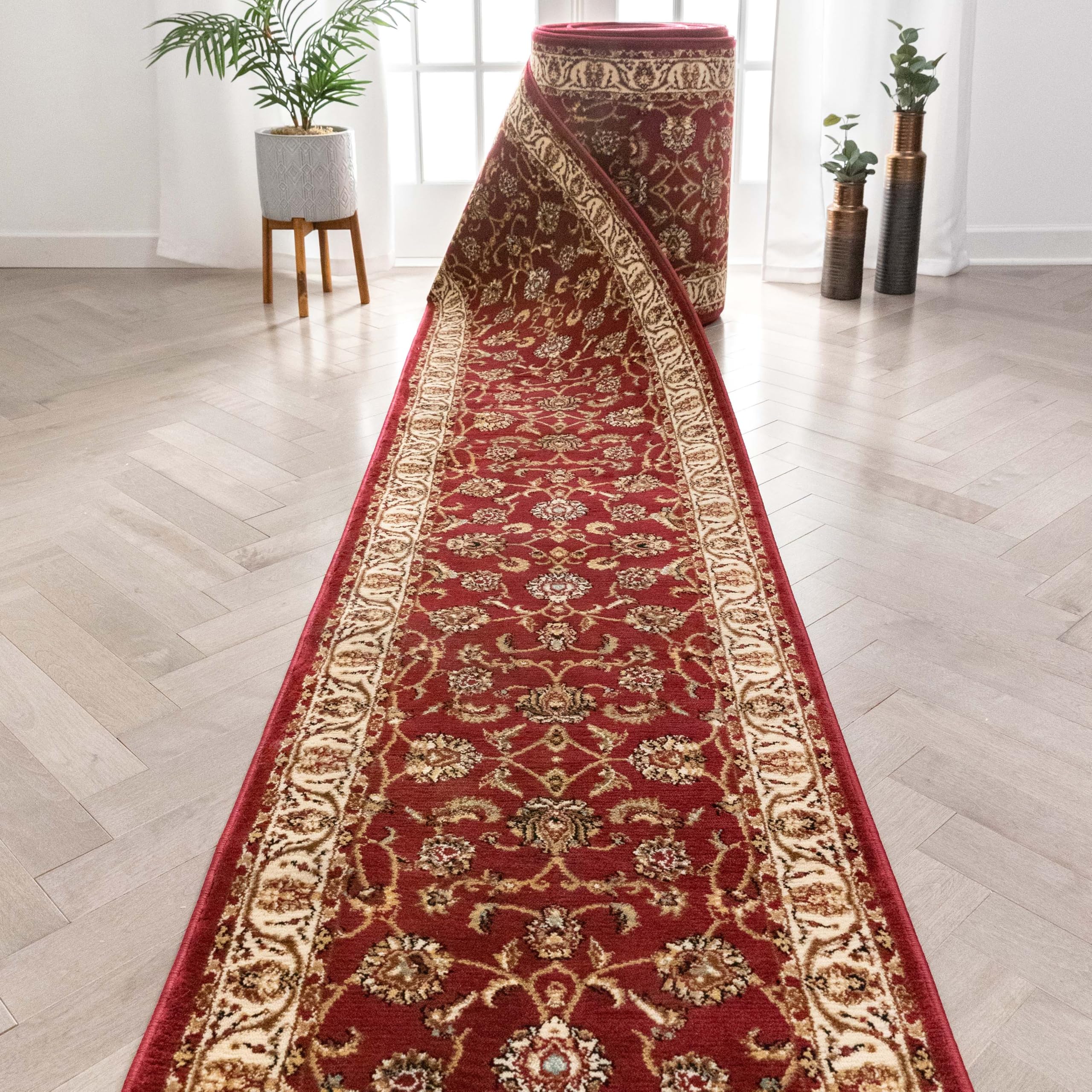 Well Woven Custom Size Hallway Stair Runner - Choose Your Custom Length - Noble Sarouk Red Oriental 27 Inch Wide x 14 Feet Long Runner (27" x 14')