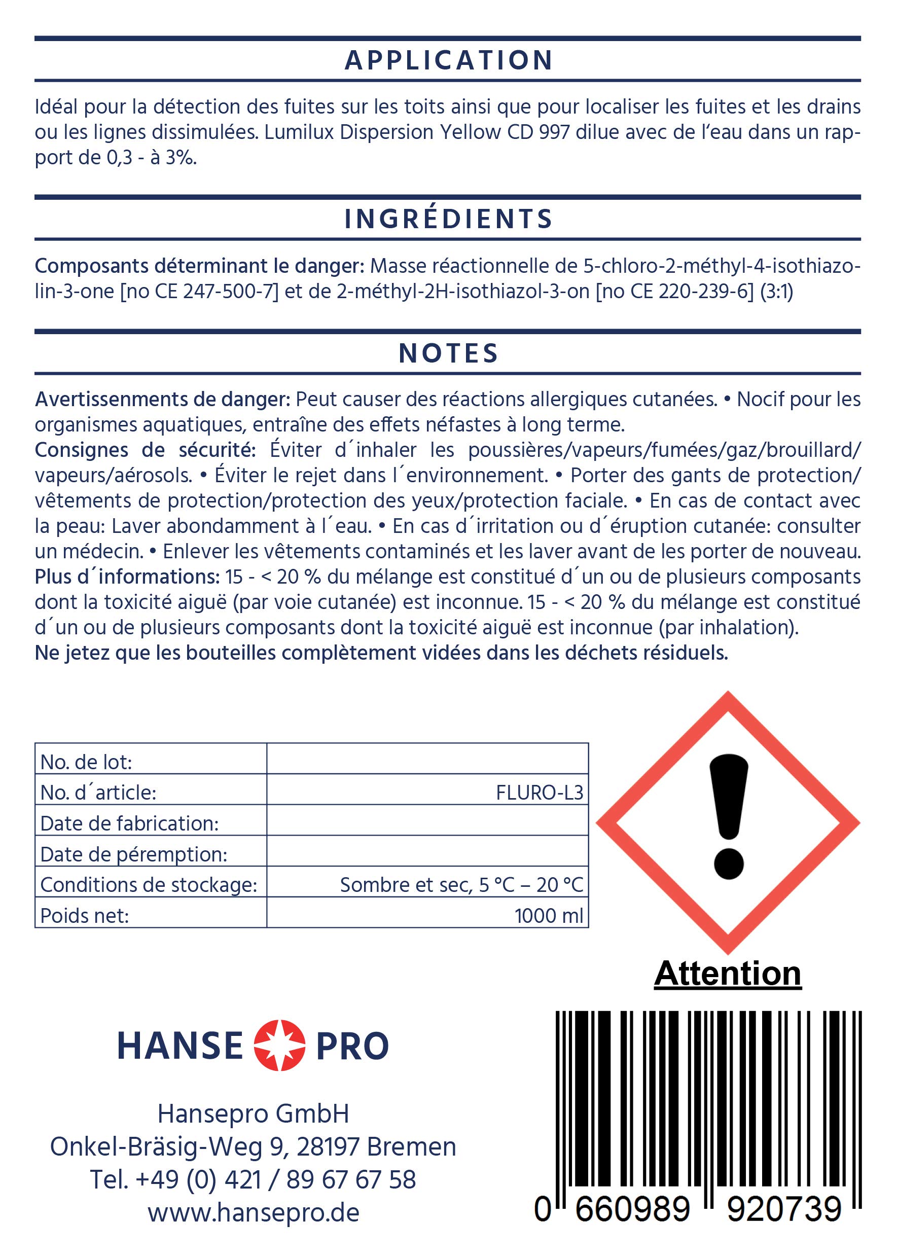 Lumilux Dispersion Gelb CD 997, 1000 g I Markierungsfarbstoff I Fluoreszenz-Farbstoff I Färbemittel I Leckageortung I zur UV-Detektion von Leckstellen I Lecksuche I UV-Tracer