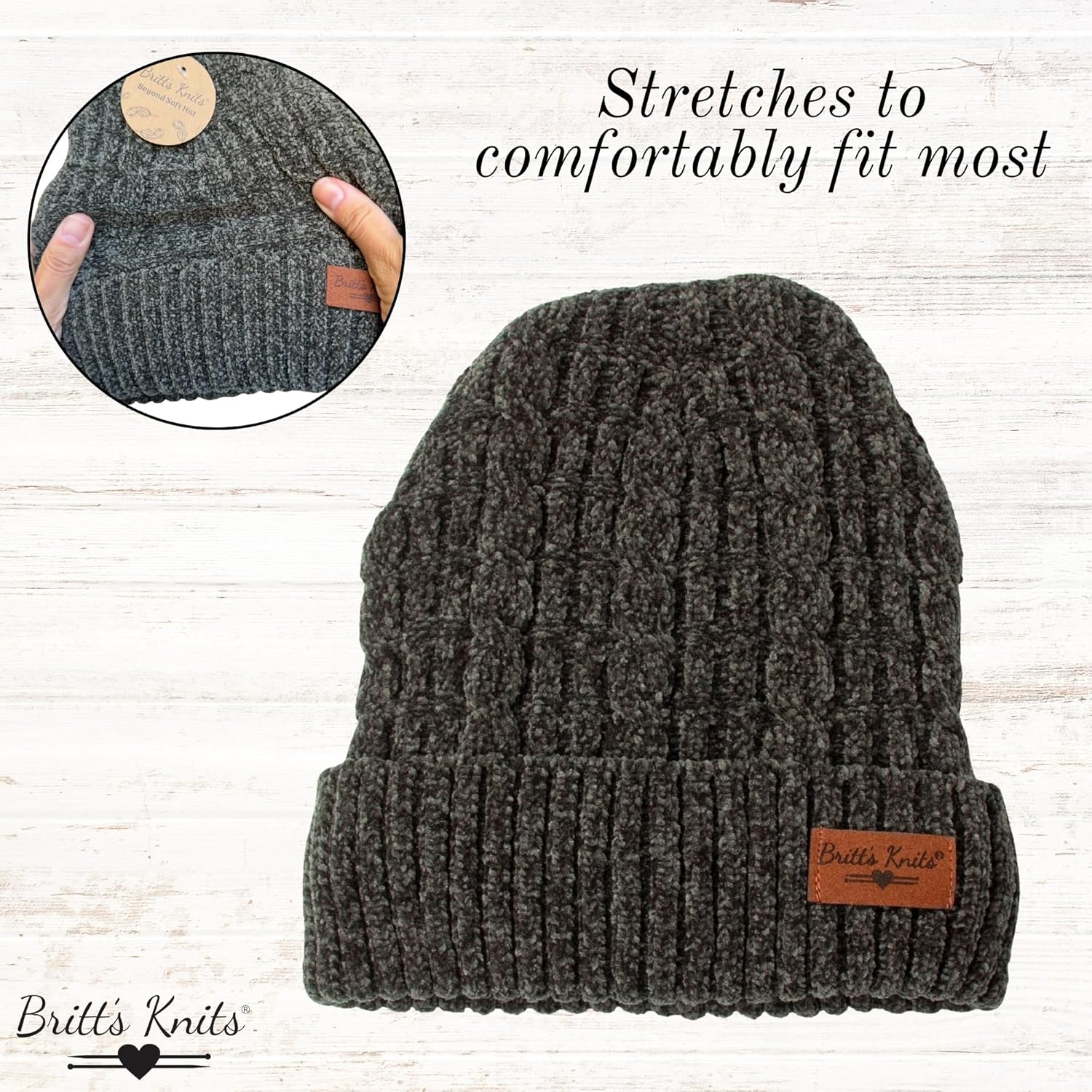 Britt's Knits Women's Soft Chenille Plush-Lined Thick Knit Cold Weather Hat Ski Cuff Cap - Image 3