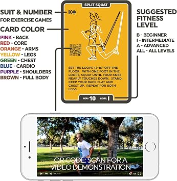 Stack 52 Suspension Exercise Cards Compatible with All Suspension Trainers. Suspended Bodyweight Resistance Workout Game. Video Instructions Included. Fun Home Fitness Program.(Mega Pack)